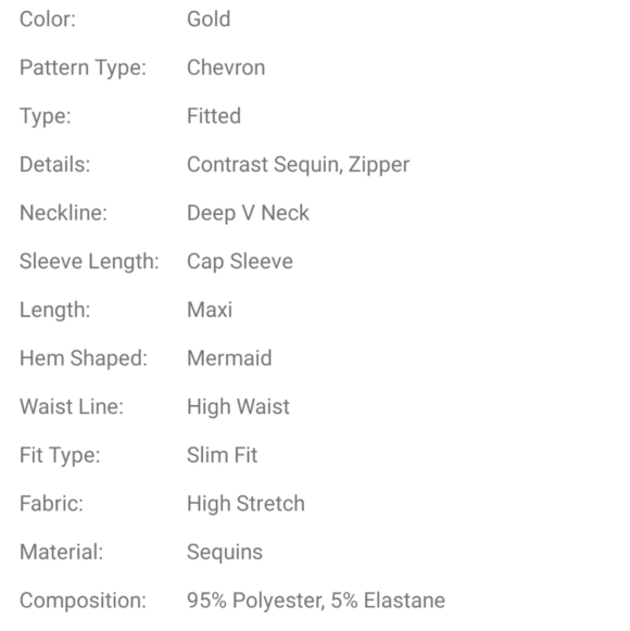 Gold, Chevron Print, Sequined Mermaid Gown,  Custom Handmade - Picture 11 of 16